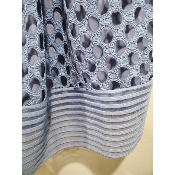 Lane Bryant Blue Sleeveless Geo Eyelet Lace Mesh A Line Fit & Flare Dress Sz 24 - Picture 5 of 16